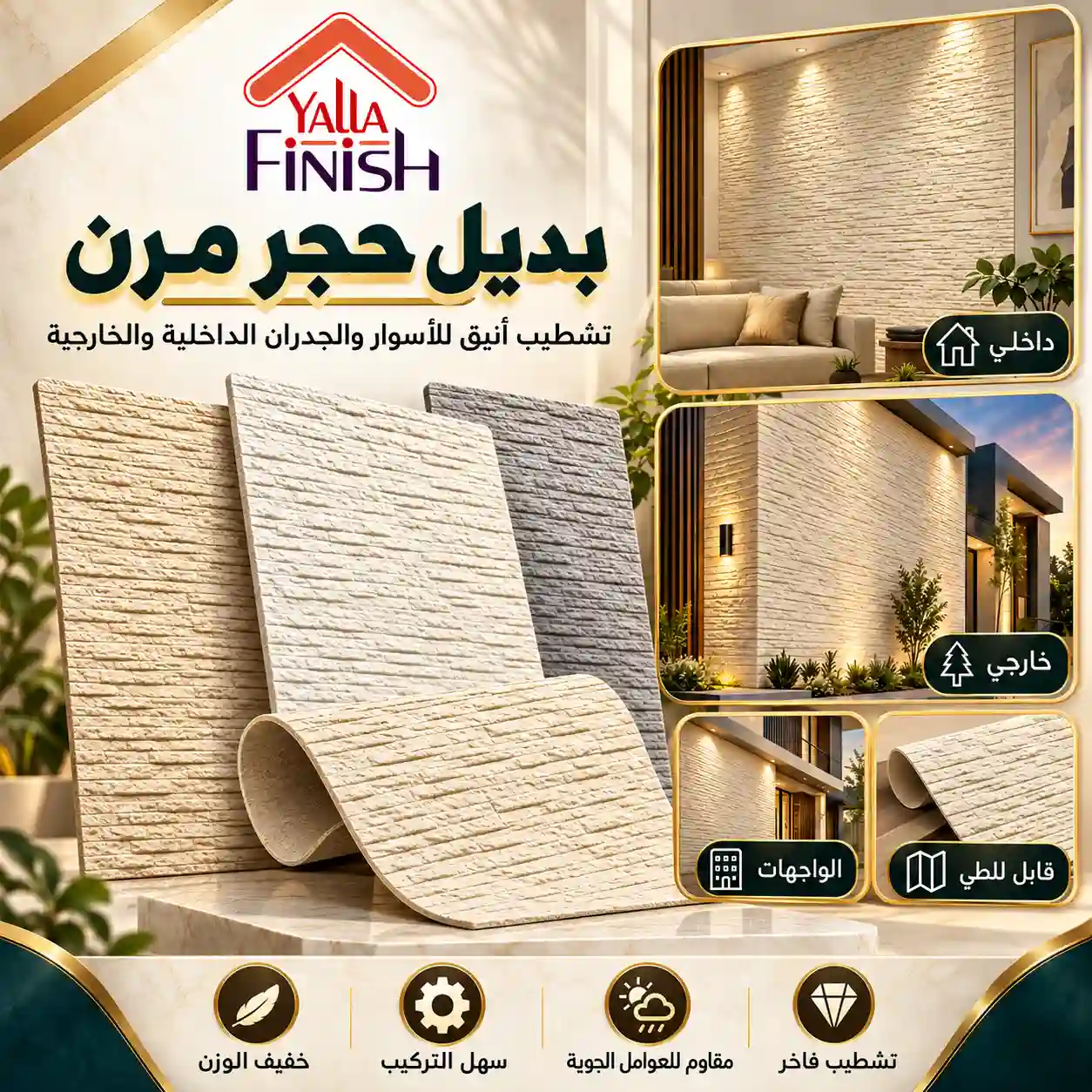 بديل حجر مرن 60×120 سم | يلا فينيش